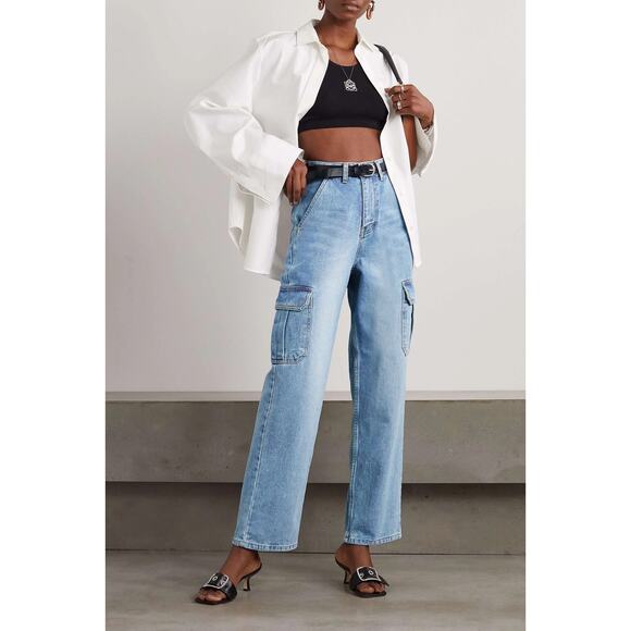 $185 New Frankie Shop Kai Cargo Denim Jeans - Small - Picture 1 of 11